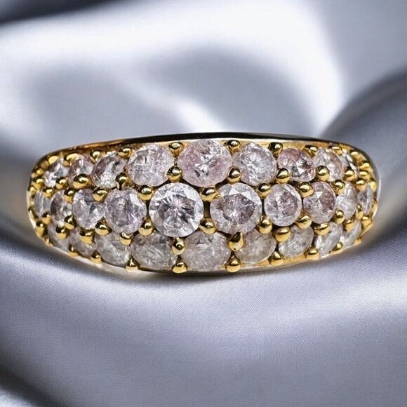 VINTAGE-14k Gold- Pink Diamond Ring -Size 9- 1 CT - Pink Champagne Diamond -4.2g - Picture 1 of 16